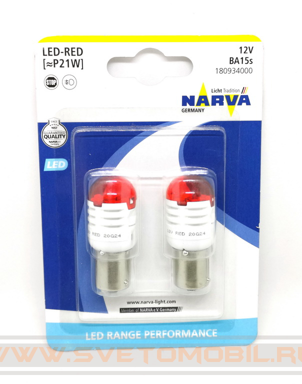NARVA Range Performance LED P21W  (красный)
